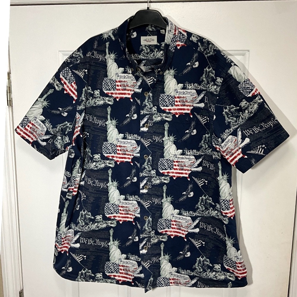 American Legacy Mens 2XL Patriotic We The People Statue of Liberty Navy Shirt